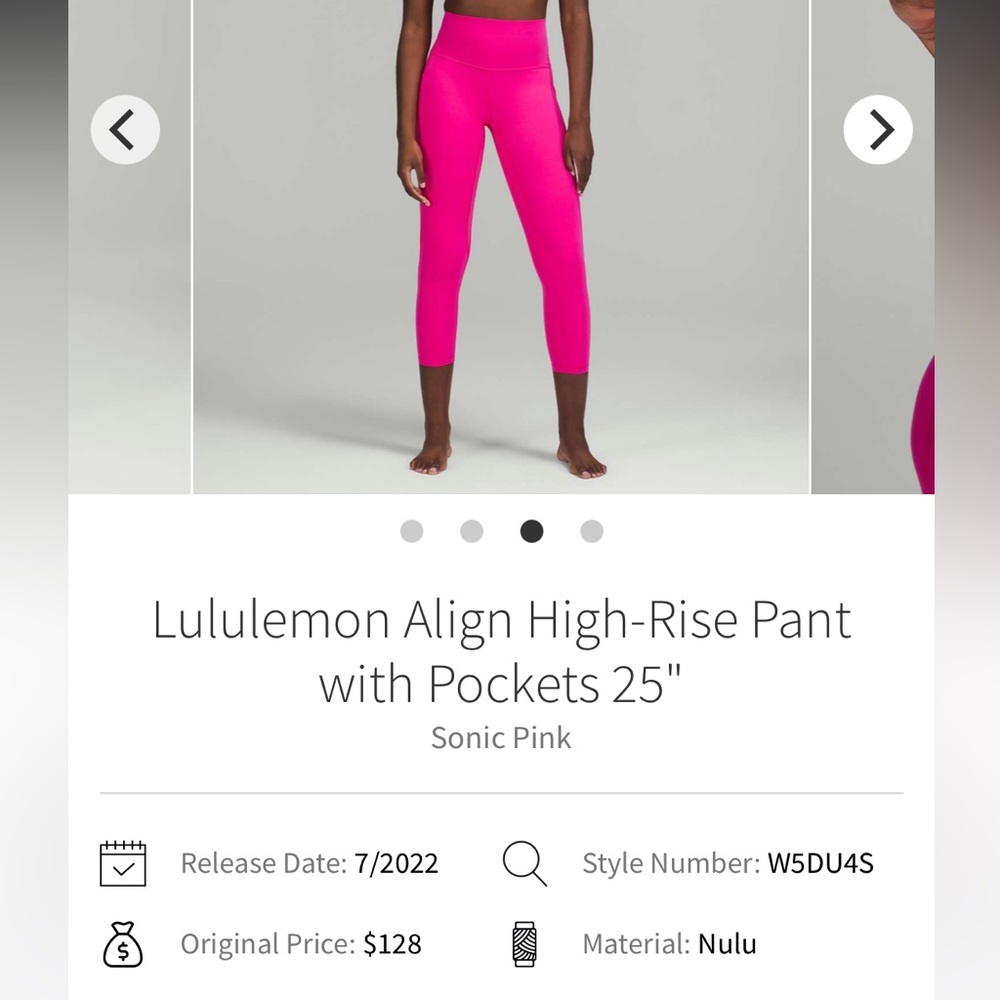 Lululemon Vibrant Pink Athletic Leggings - Picture 5 of 5